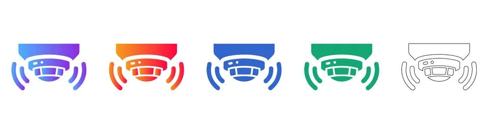 Motion Sensor and Security Alarm Icon Set Illustrazione stock