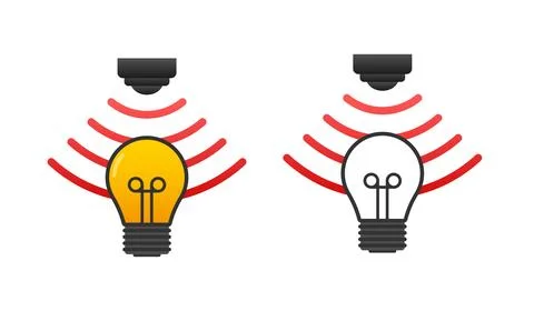 Motion sensor, Automatic Lighting icon. Touch signal. Motion sensor waves Stock Illustration