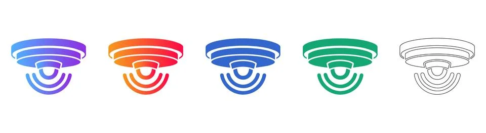 Motion Sensor Ceiling Icon Set Stock Illustration