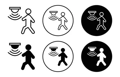 Motion sensor icon collection of outline thin line symbol or sign Stock Illustration
