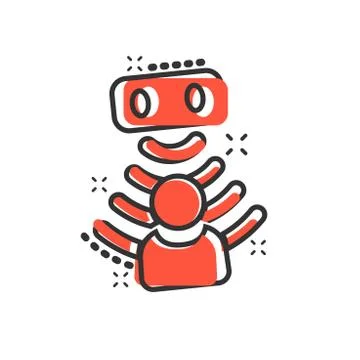 Motion sensor icon in comic style. Sensor waves with man vector cartoon illus Stock Illustration