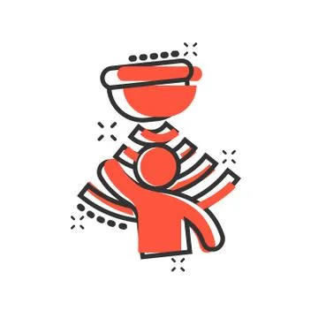 Motion sensor icon in comic style. Sensor waves with man vector cartoon illus Stock Illustration