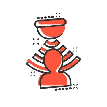 Motion sensor icon in comic style. Sensor waves with man vector cartoon illus Ilustración de archivo