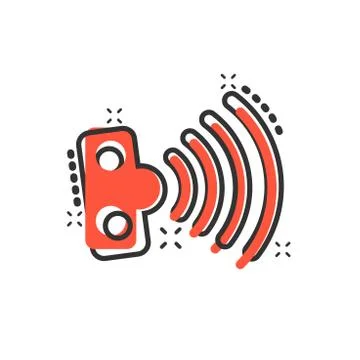 Motion sensor icon in comic style. Sensor waves vector cartoon illustration p Stock Illustration
