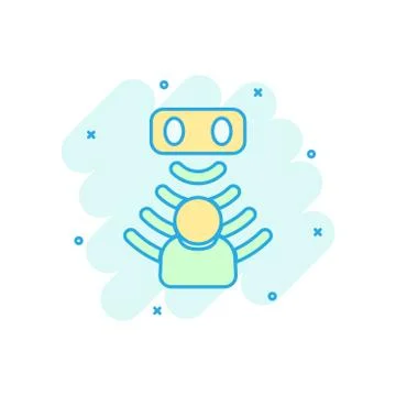 Motion sensor icon in comic style. Sensor waves with man vector cartoon illus Ilustración de archivo