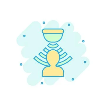 Motion sensor icon in comic style. Sensor waves with man vector cartoon illus Ilustración de archivo