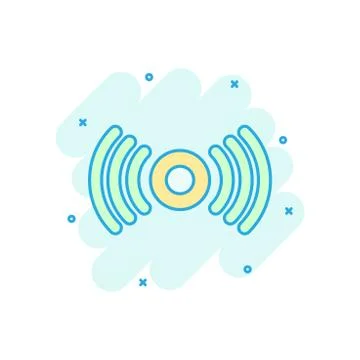 Motion sensor icon in comic style. Sensor waves vector cartoon illustration p Stock Illustration