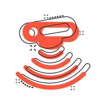 Motion sensor icon in comic style. Waves vector cartoon illustration pictogra Ilustración de archivo