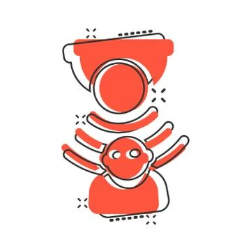 Motion sensor icon in comic style. Waves with man vector cartoon illustration Stock Illustration