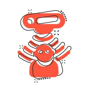 Motion sensor icon in comic style. Waves with man vector cartoon illustration Stock Illustration