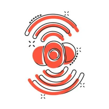 Motion sensor icon in comic style. Waves vector cartoon illustration pictogra Ilustración de archivo