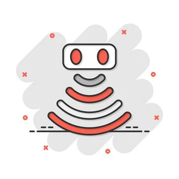 Motion sensor icon in comic style. Sensor waves vector cartoon illustration p Stock Illustration