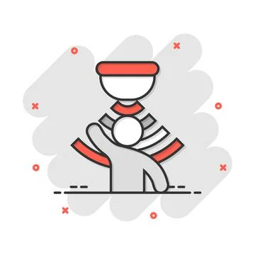 Motion sensor icon in comic style. Sensor waves with man vector cartoon illus Stock Illustration