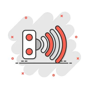 Motion sensor icon in comic style. Sensor waves vector cartoon illustration p Stock Illustration