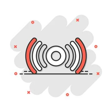 Motion sensor icon in comic style. Sensor waves vector cartoon illustration p Stock Illustration