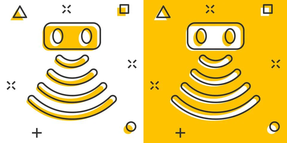 Motion sensor icon in comic style. Sensor waves vector cartoon illustration p Stockillustratie