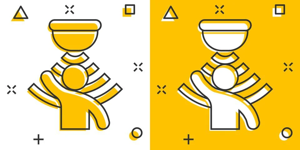 Motion sensor icon in comic style. Sensor waves with man vector cartoon illus Stock Illustration