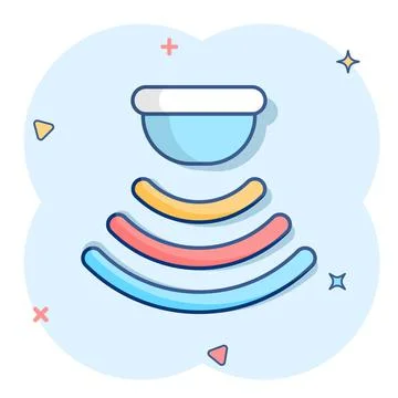 Motion sensor icon in comic style. Sensor waves vector cartoon illustration p Illustrazione stock