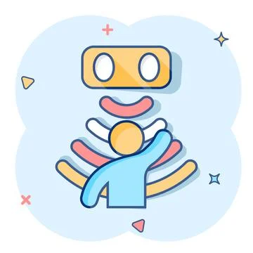 Motion sensor icon in comic style. Sensor waves with man vector cartoon illus Stock Illustration