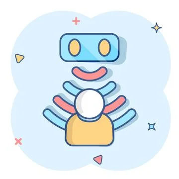Motion sensor icon in comic style. Sensor waves with man vector cartoon illus Stock Illustration