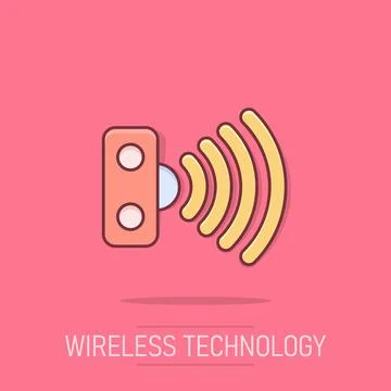 Motion sensor icon in comic style. Sensor waves vector cartoon illustration.. Stock Illustration