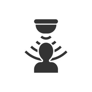 Motion sensor icon in flat style. Sensor waves with man vector illustration o Stock Illustration