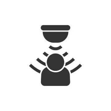 Motion sensor icon in flat style. Sensor waves with man vector illustration o Stock Illustration