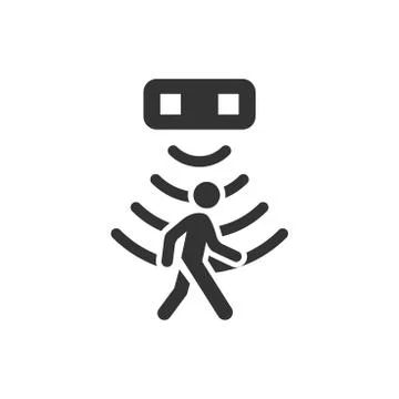 Motion sensor icon in flat style. Sensor waves with man vector illustration o Stock Illustration
