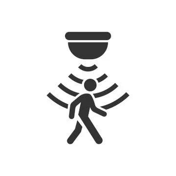 Motion sensor icon in flat style. Sensor waves with man vector illustration o Stock Illustration