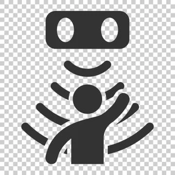 Motion sensor icon in flat style. Sensor waves with man vector illustration o Stock Illustration