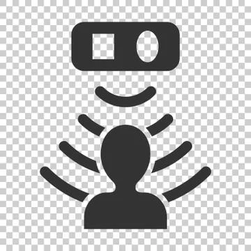 Motion sensor icon in flat style. Sensor waves with man vector illustration o Illustrazione stock
