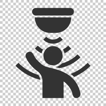 Motion sensor icon in flat style. Sensor waves with man vector illustration o Stock Illustration