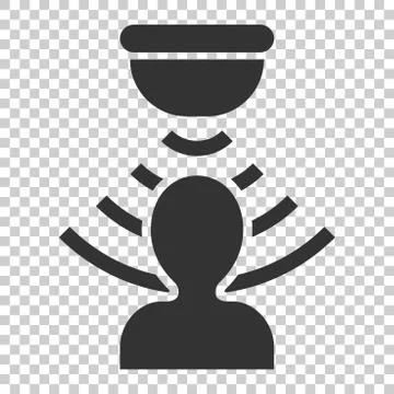 Motion sensor icon in flat style. Sensor waves with man vector illustration o Stock Illustration