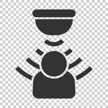 Motion sensor icon in flat style. Sensor waves with man vector illustration o Stock Illustration