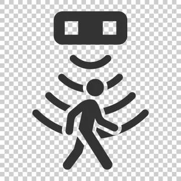 Motion sensor icon in flat style. Sensor waves with man vector illustration o Stock Illustration