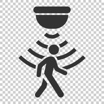 Motion sensor icon in flat style. Sensor waves with man vector illustration o Illustrazione stock