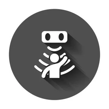 Motion sensor icon in flat style. Sensor waves with man vector illustration w Stock Illustration