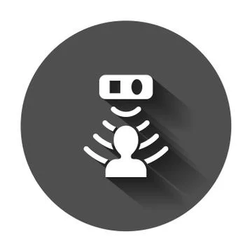 Motion sensor icon in flat style. Sensor waves with man vector illustration w Stock Illustration