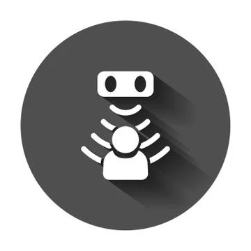 Motion sensor icon in flat style. Sensor waves with man vector illustration w 스톡 일러스트