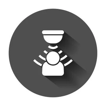 Motion sensor icon in flat style. Sensor waves with man vector illustration w Stock Illustration