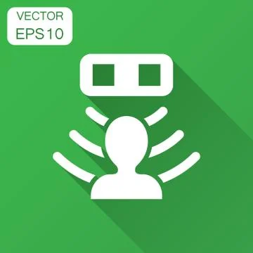 Motion sensor icon in flat style. Sensor waves with man vector illustration w Illustrazione stock