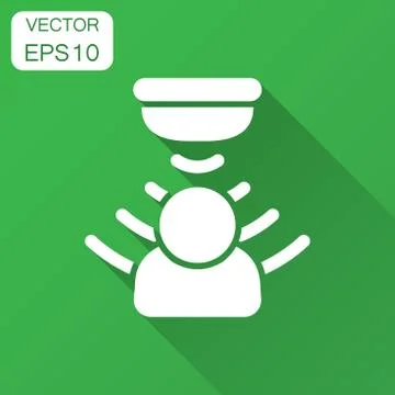Motion sensor icon in flat style. Sensor waves with man vector illustration w Illustrazione stock
