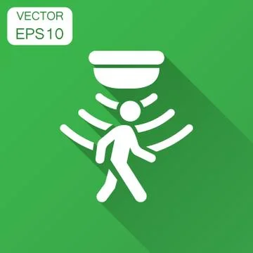 Motion sensor icon in flat style. Sensor waves with man vector illustration w Ilustración de archivo