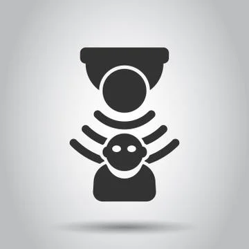 Motion sensor icon in flat style. Sensor waves with man vector illustration o Stock Illustration