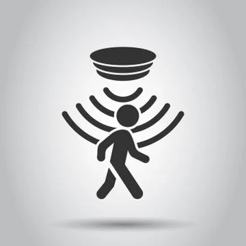 Motion sensor icon in flat style. Sensor waves with man vector illustration o Stock Illustration