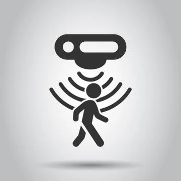 Motion sensor icon in flat style. Sensor waves with man vector illustration o Stock Illustration