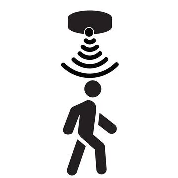 Motion sensor icon in flat style. person passing on motion sensor sign. Illustrazione stock