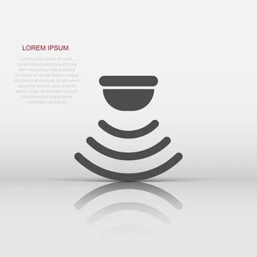 Motion sensor icon in flat style. Sensor waves vector illustration on white.. Stock Illustration