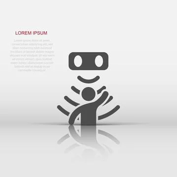 Motion sensor icon in flat style. Sensor waves with man vector illustration.. 스톡 일러스트