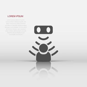 Motion sensor icon in flat style. Sensor waves with man vector illustration.. Stock Illustration